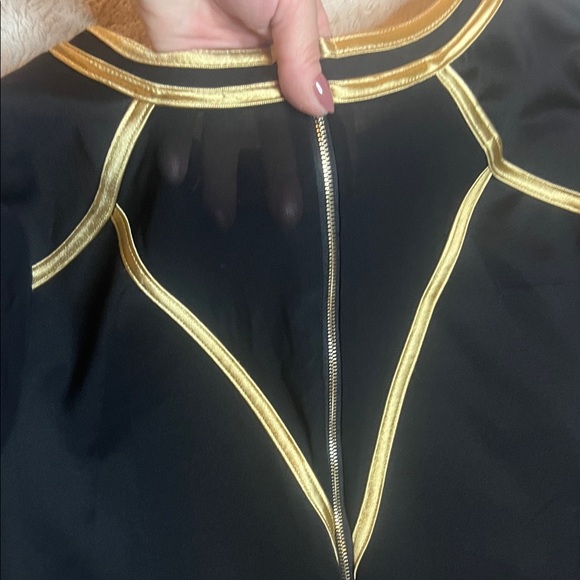 Sexy Black Dress with Sheer & Gold Accents sz 2X with stretch - Picture 14 of 15